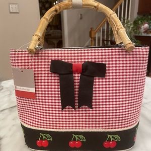 Brand New With Tags Croft and Barrow Gingham Cherry  Bag